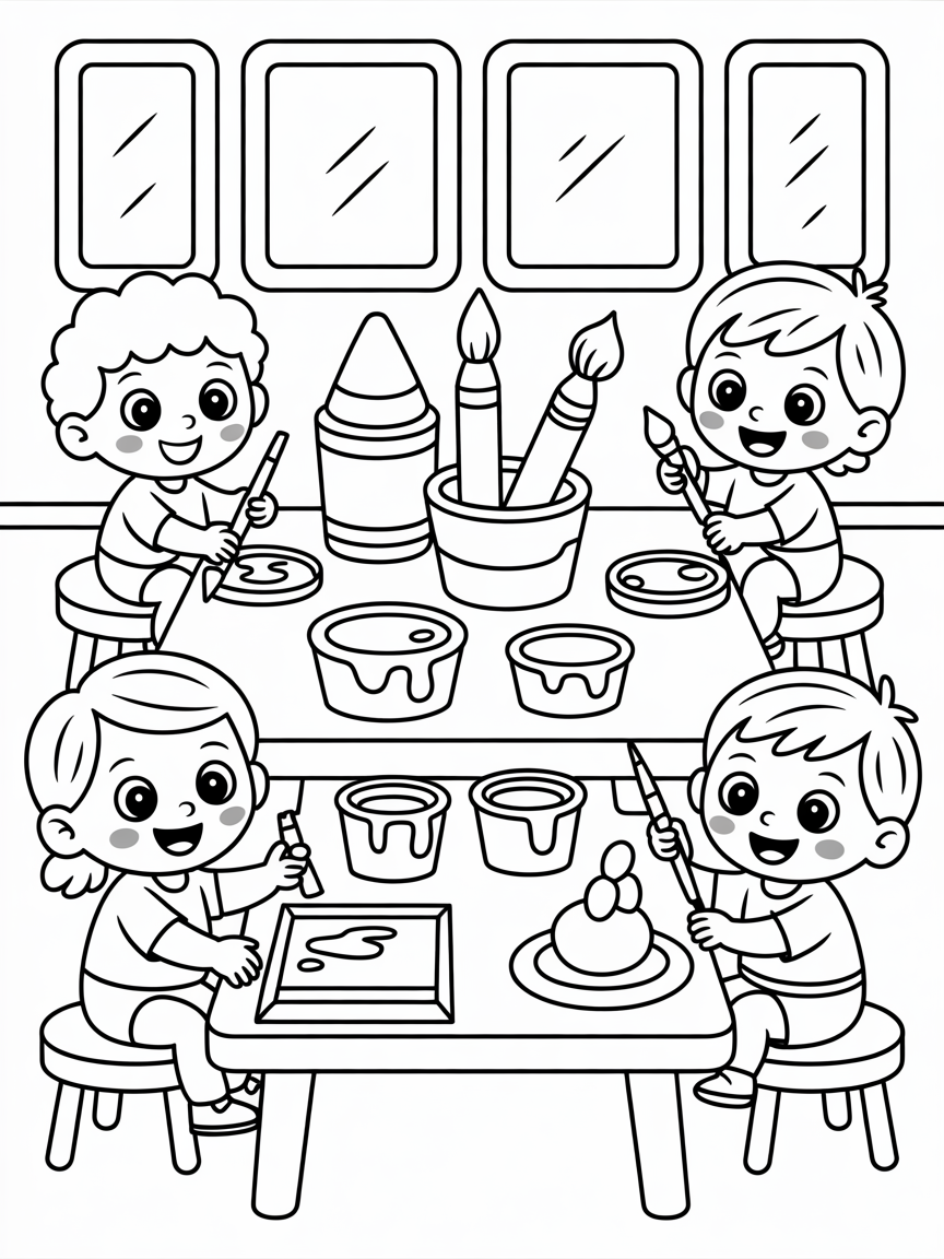 Art room - Free Coloring Page