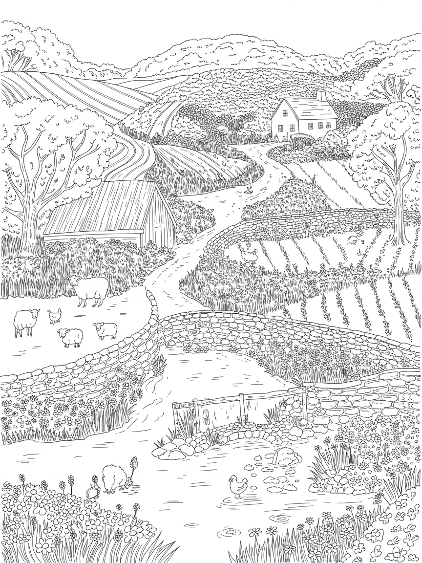 Farm ireland - Free Coloring Page