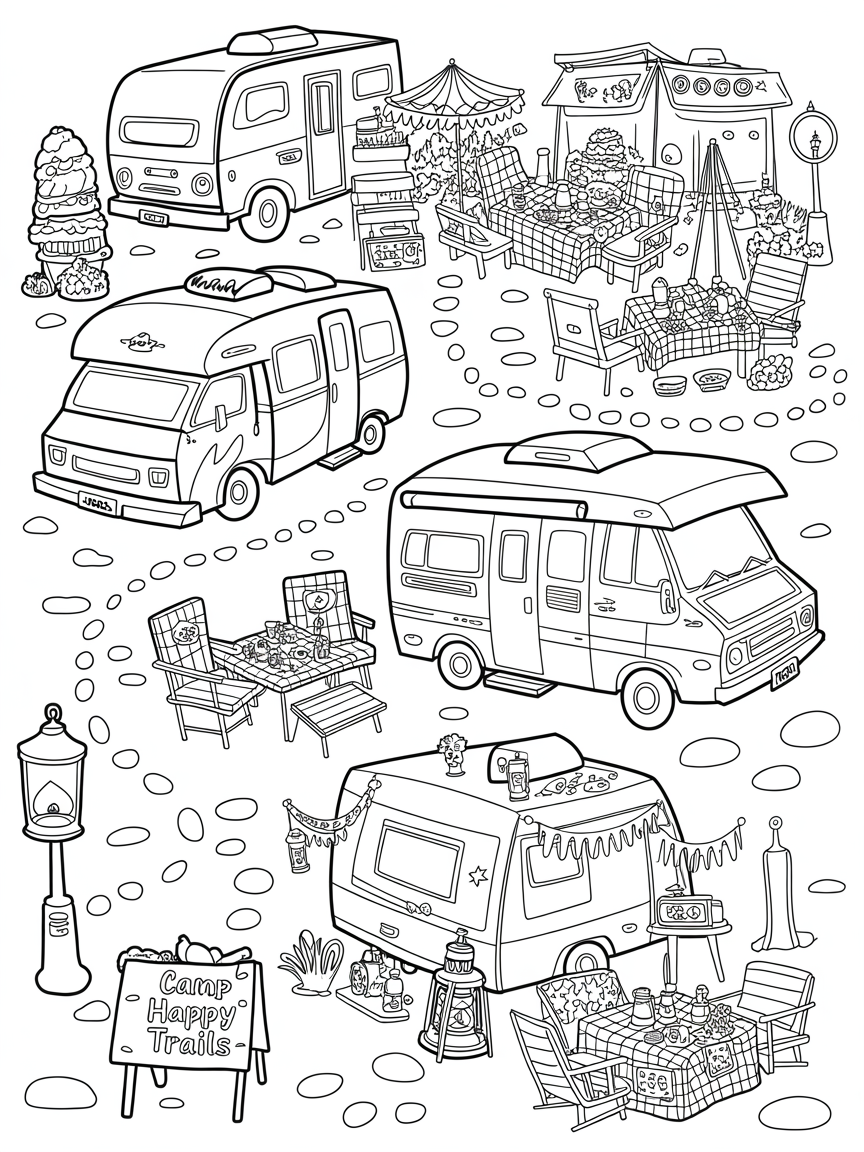 Motorhome madness - Free Coloring Page