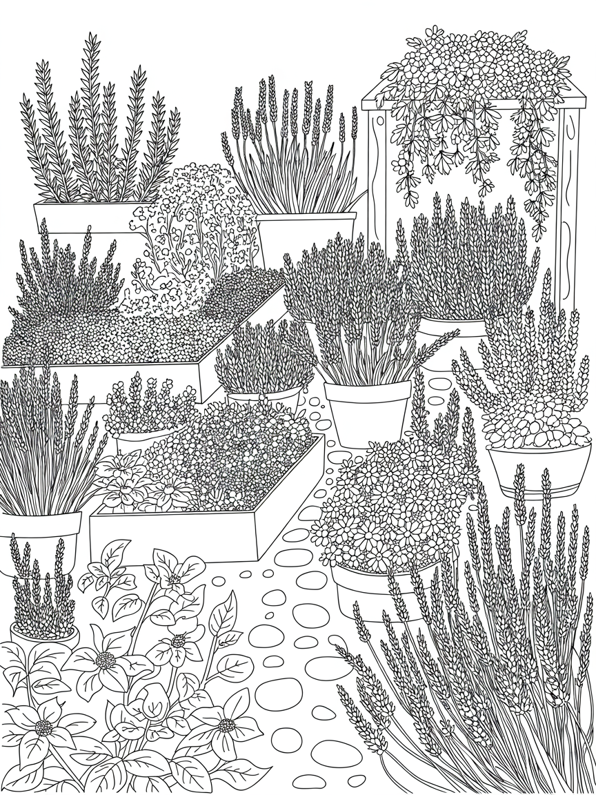 Herb garden - Free Coloring Page
