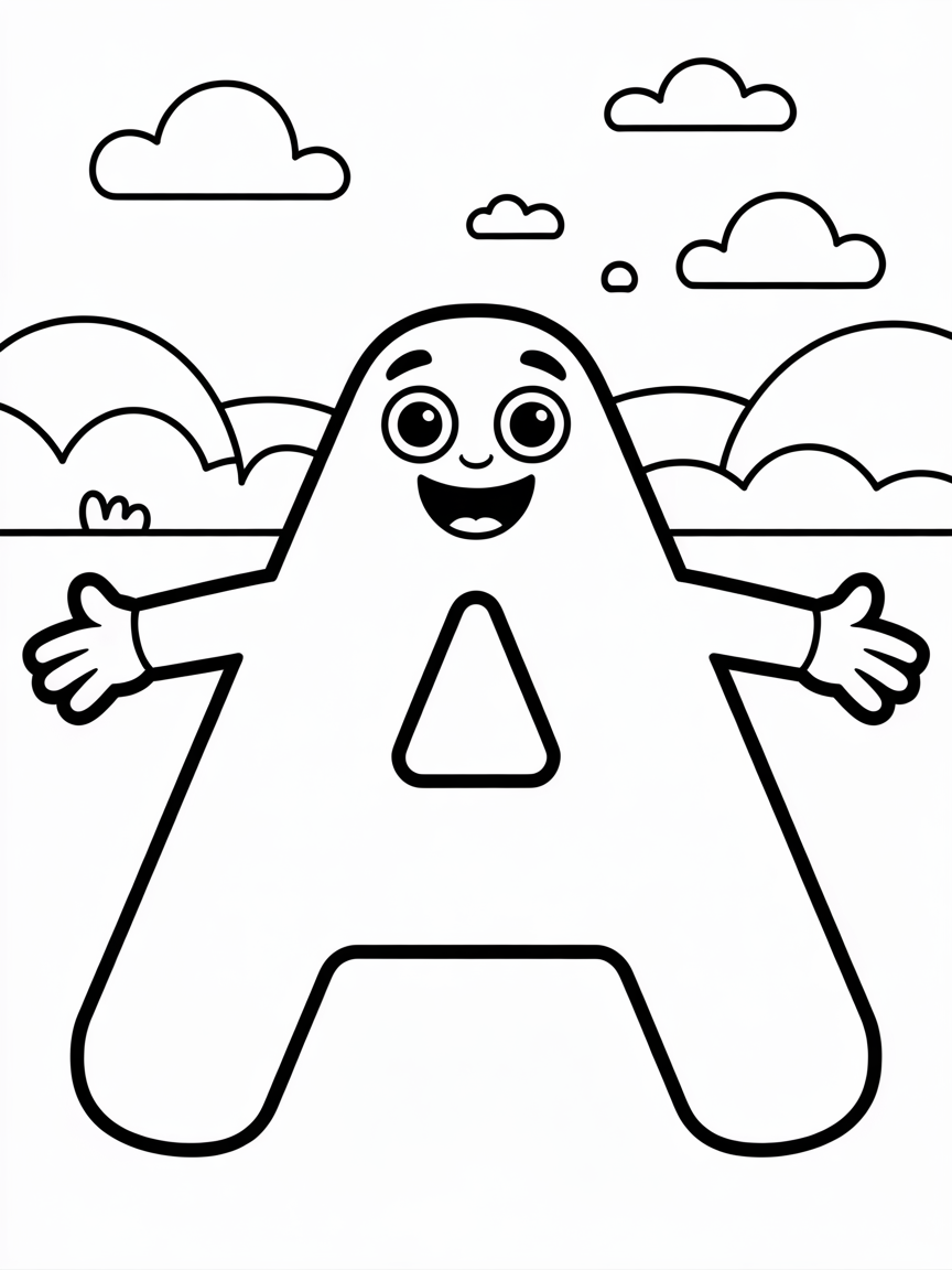 The letter A - Free Coloring Page