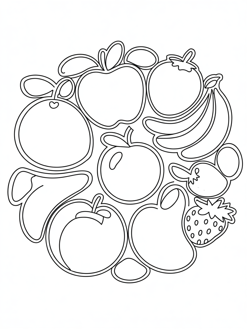 Fruit Mandala - Free Coloring Page