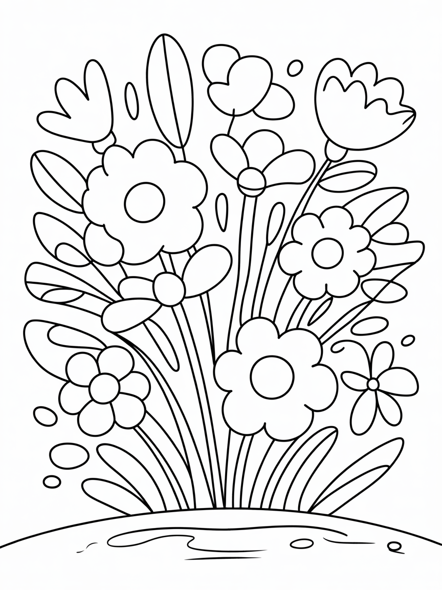 Explosion of flowers - Free Coloring Page