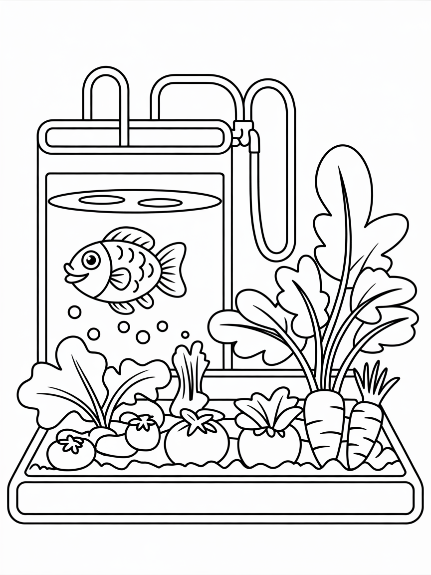 Aquaponics - Free Coloring Page