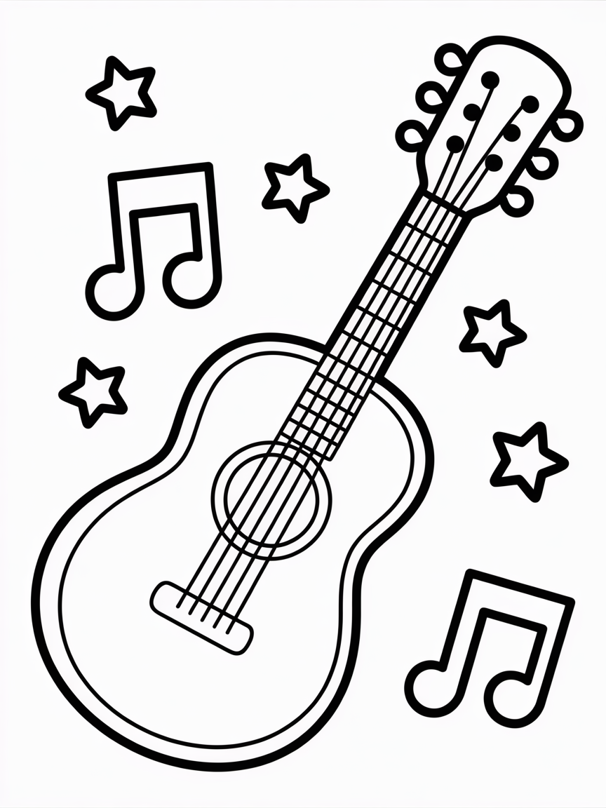 Guitar - Free Coloring Page