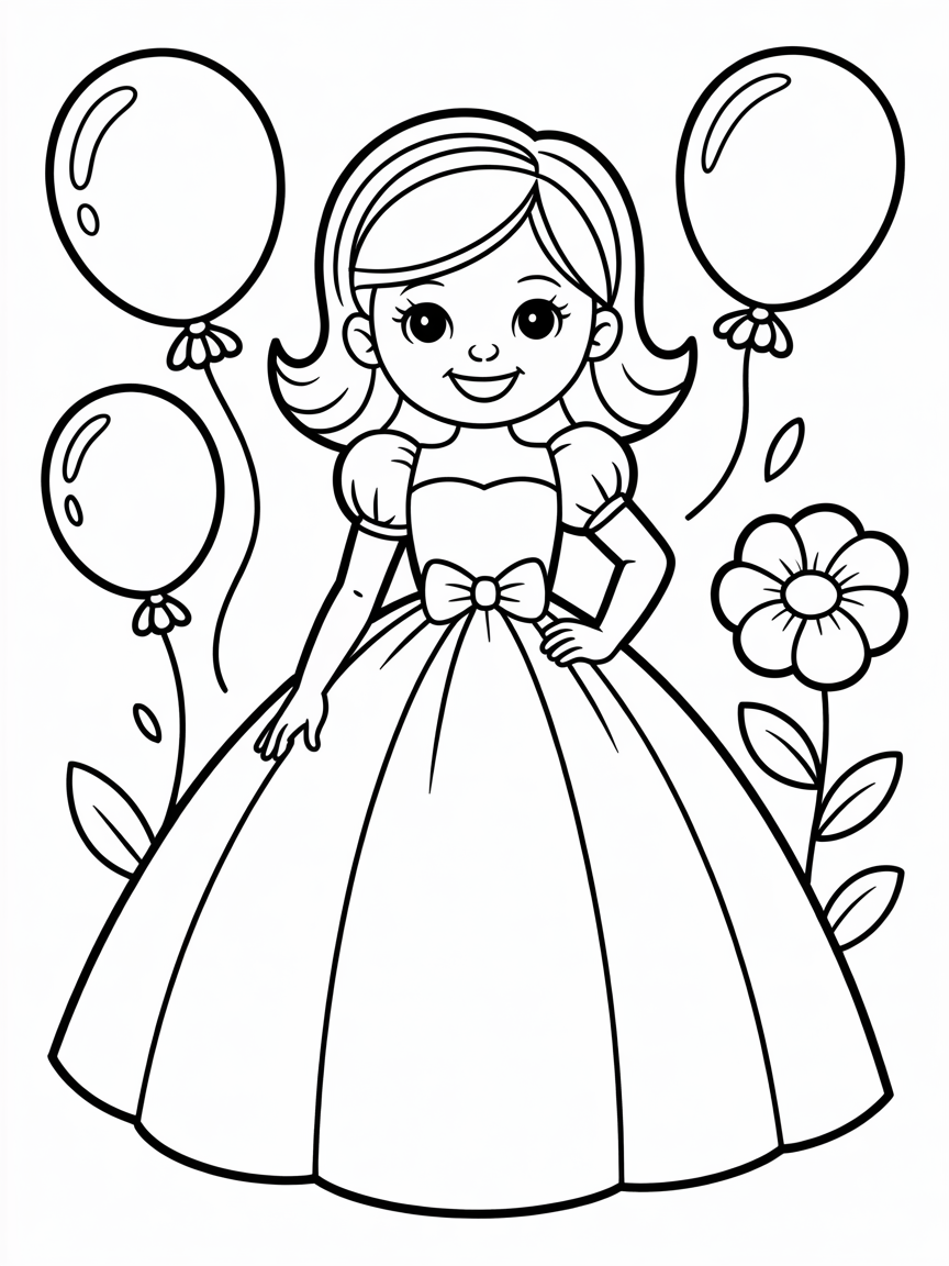 a cute girl at prom - Free Coloring Page