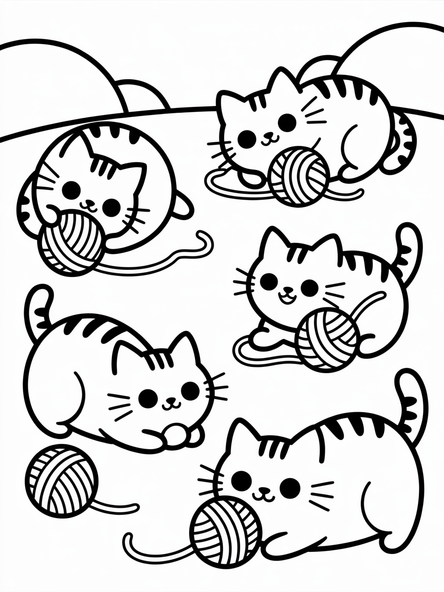 kawaii cats cute pusheens - Free Coloring Page