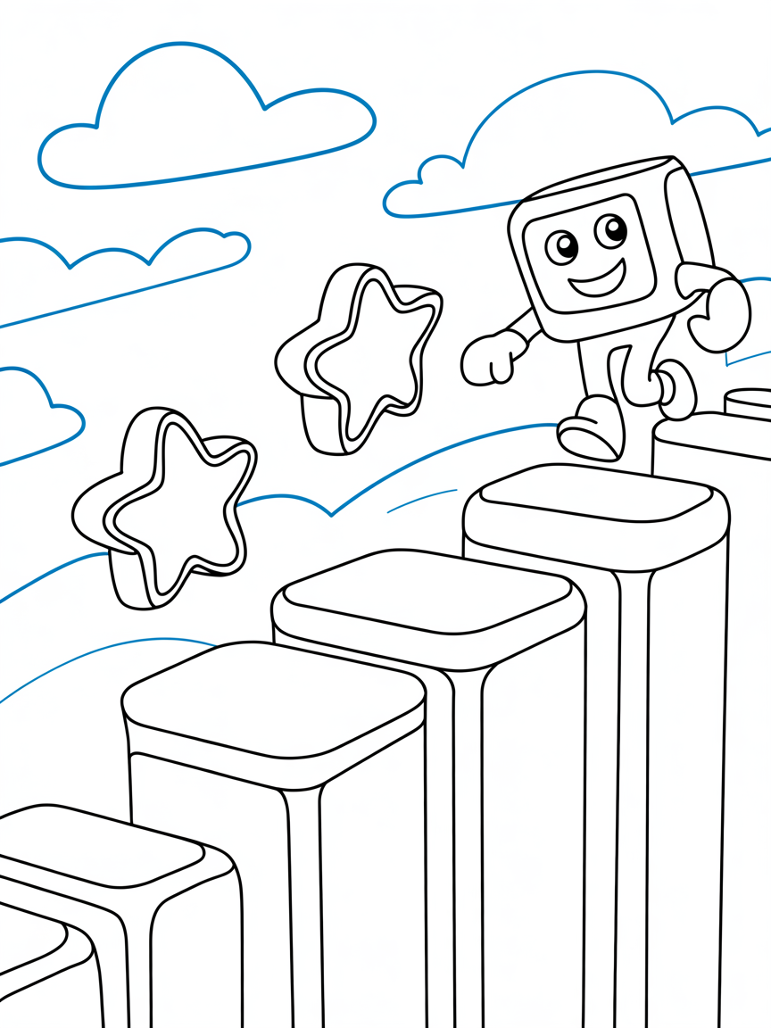 A platformer videogame - Free Coloring Page