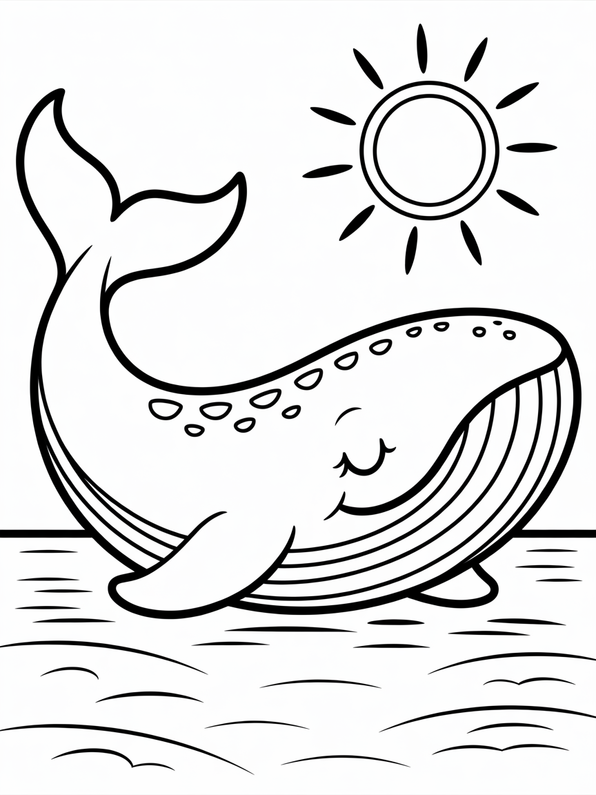 Sunbathing whale - Free Coloring Page