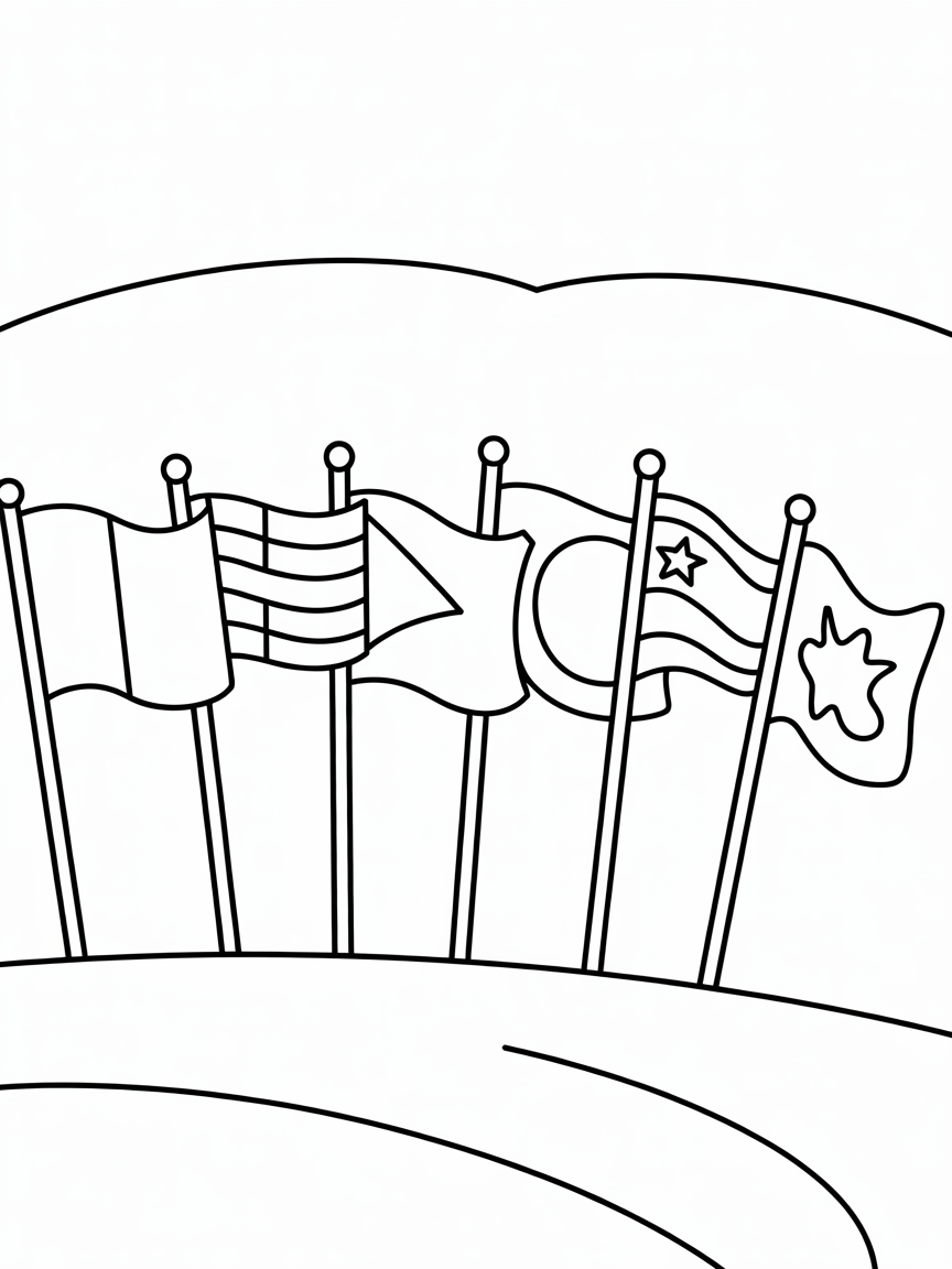 Flags of the world - Free Coloring Page