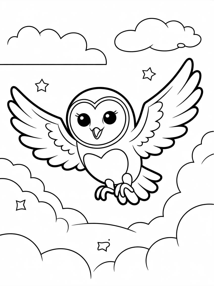Barn owl flying - Free Coloring Page
