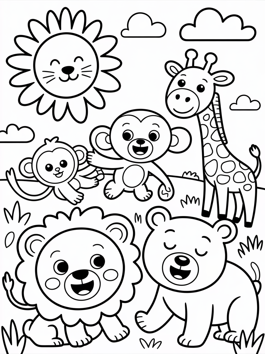 An animal world - Free Coloring Page