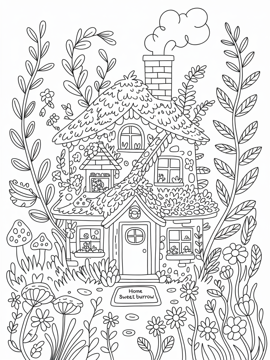 A mouse's house - Free Coloring Page