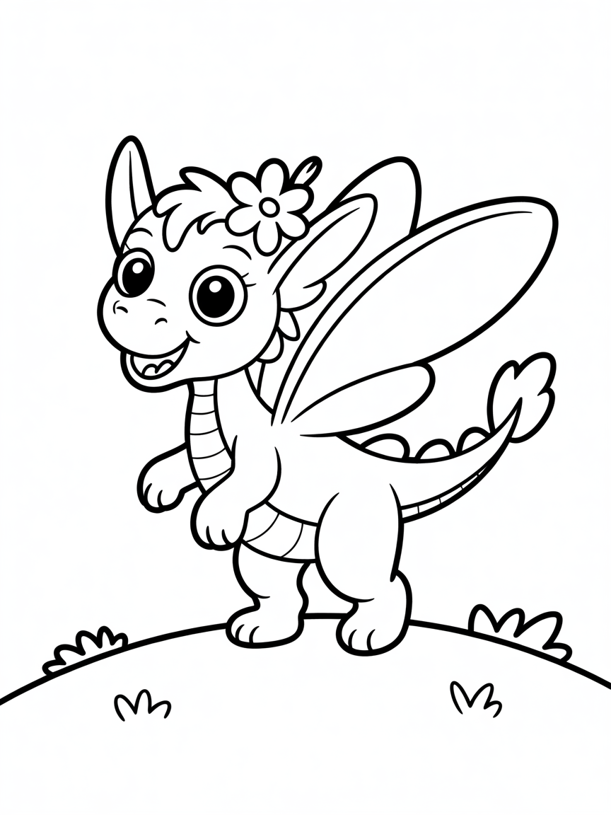 Fairy dragon - Free Coloring Page