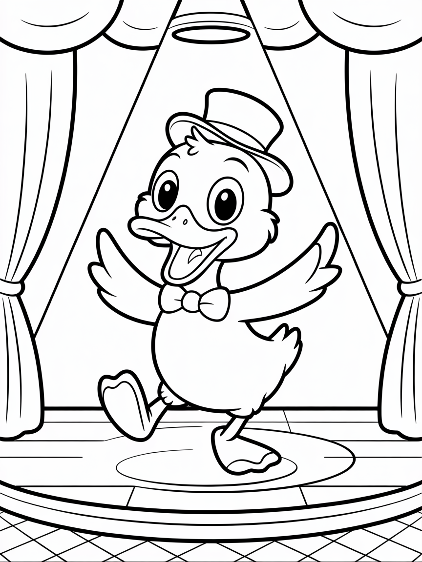 A duck tap dancing - Free Coloring Page
