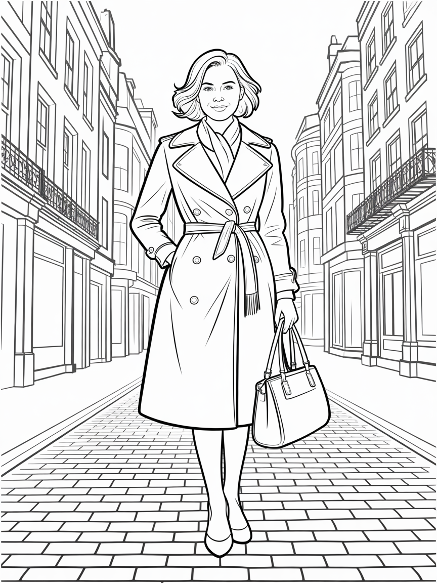 A woman in Liverpool - Free Coloring Page