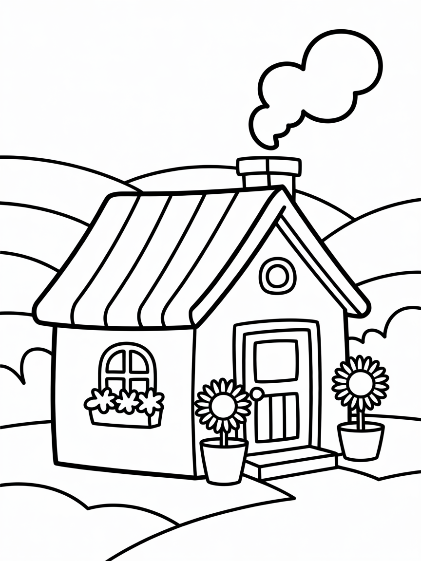Cosy cottage - Free Coloring Page