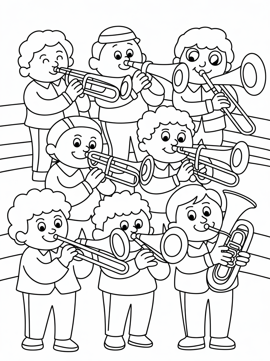 Brass band - Free Coloring Page