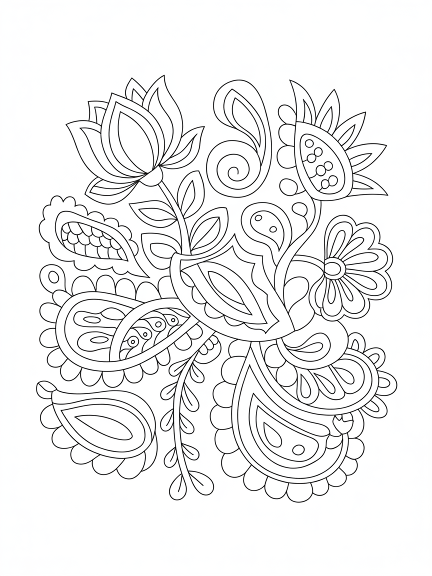Kalamkari - Free Coloring Page