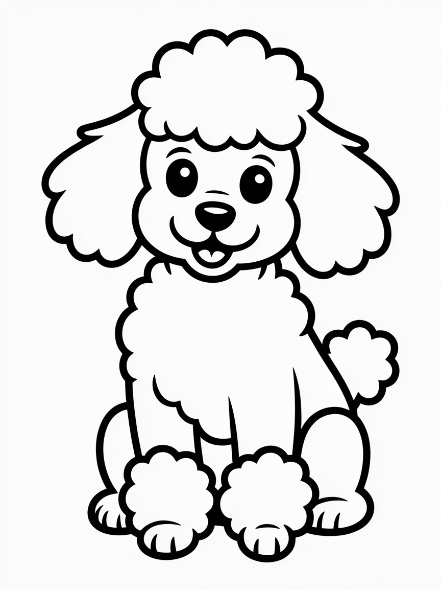 Poodle - Free Coloring Page