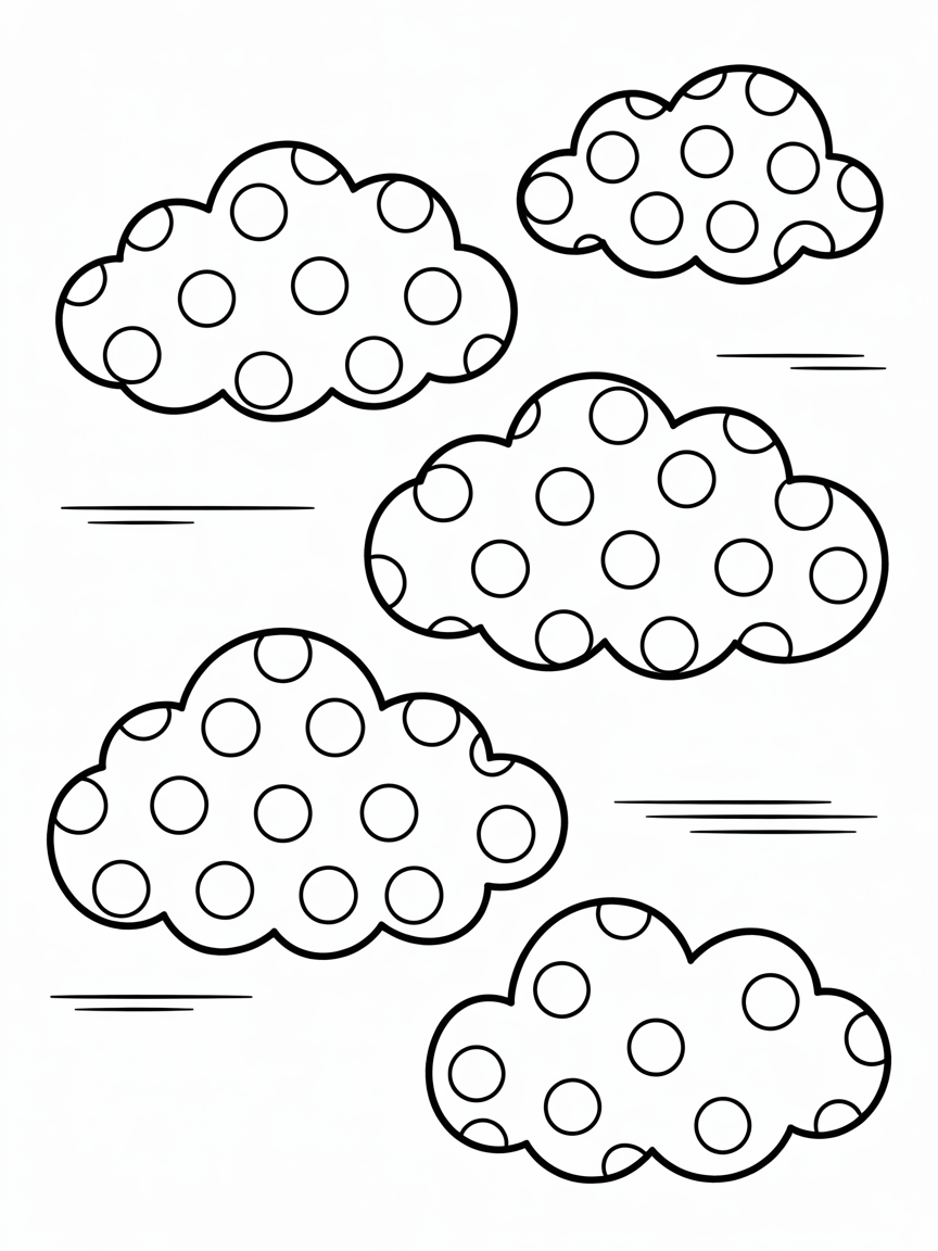 Polkadot clouds - Free Coloring Page