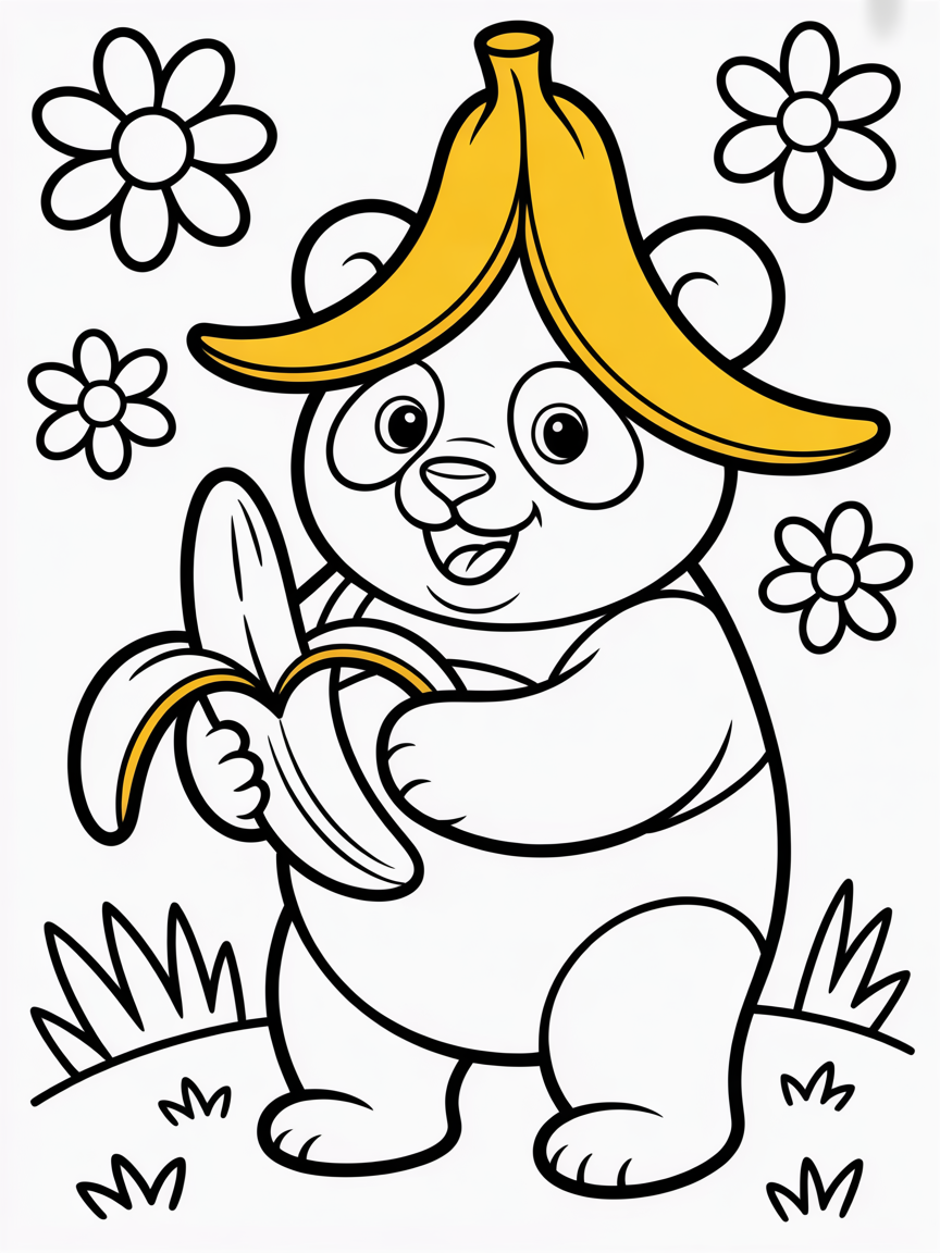 Pandaccini Bananini - Free Coloring Page