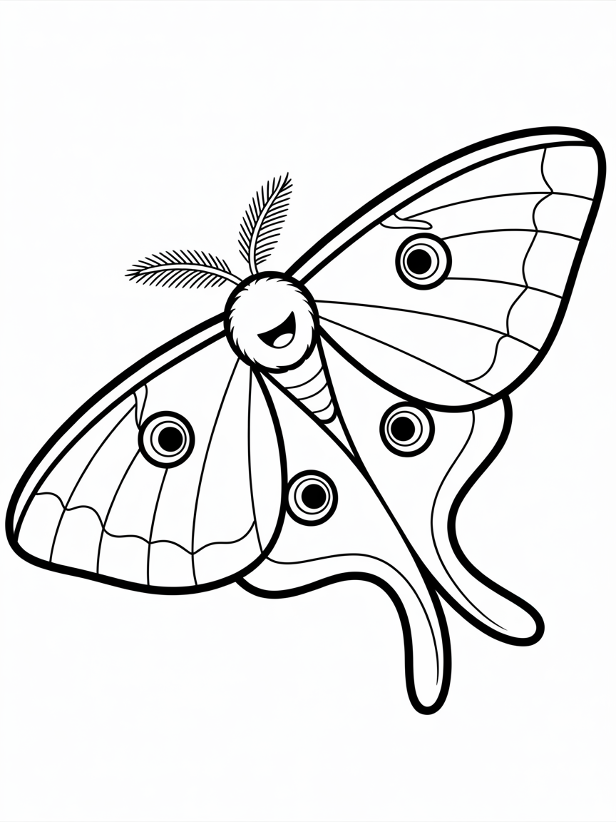 Luna moth - Free Coloring Page