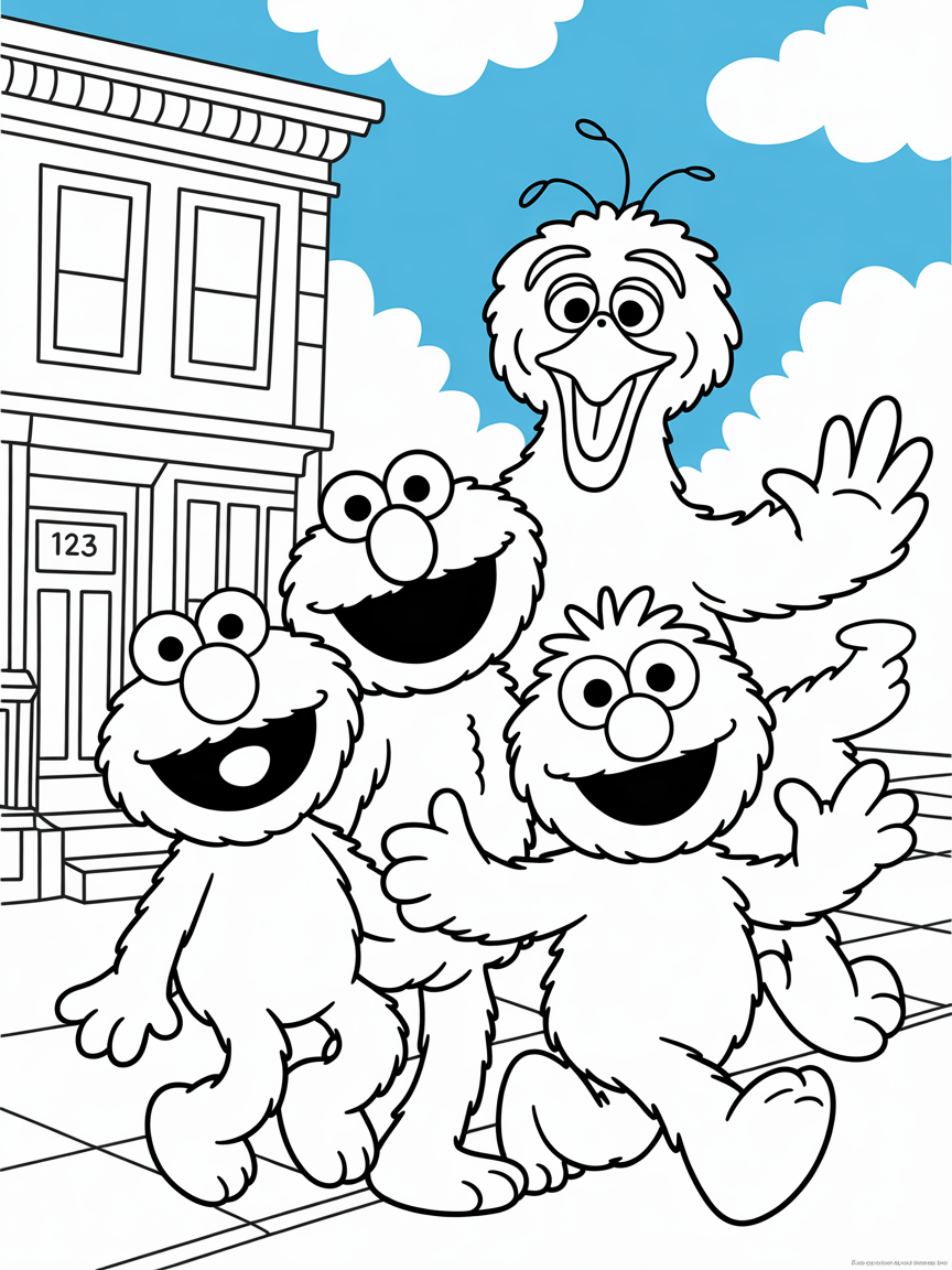 Sesame street - Free Coloring Page
