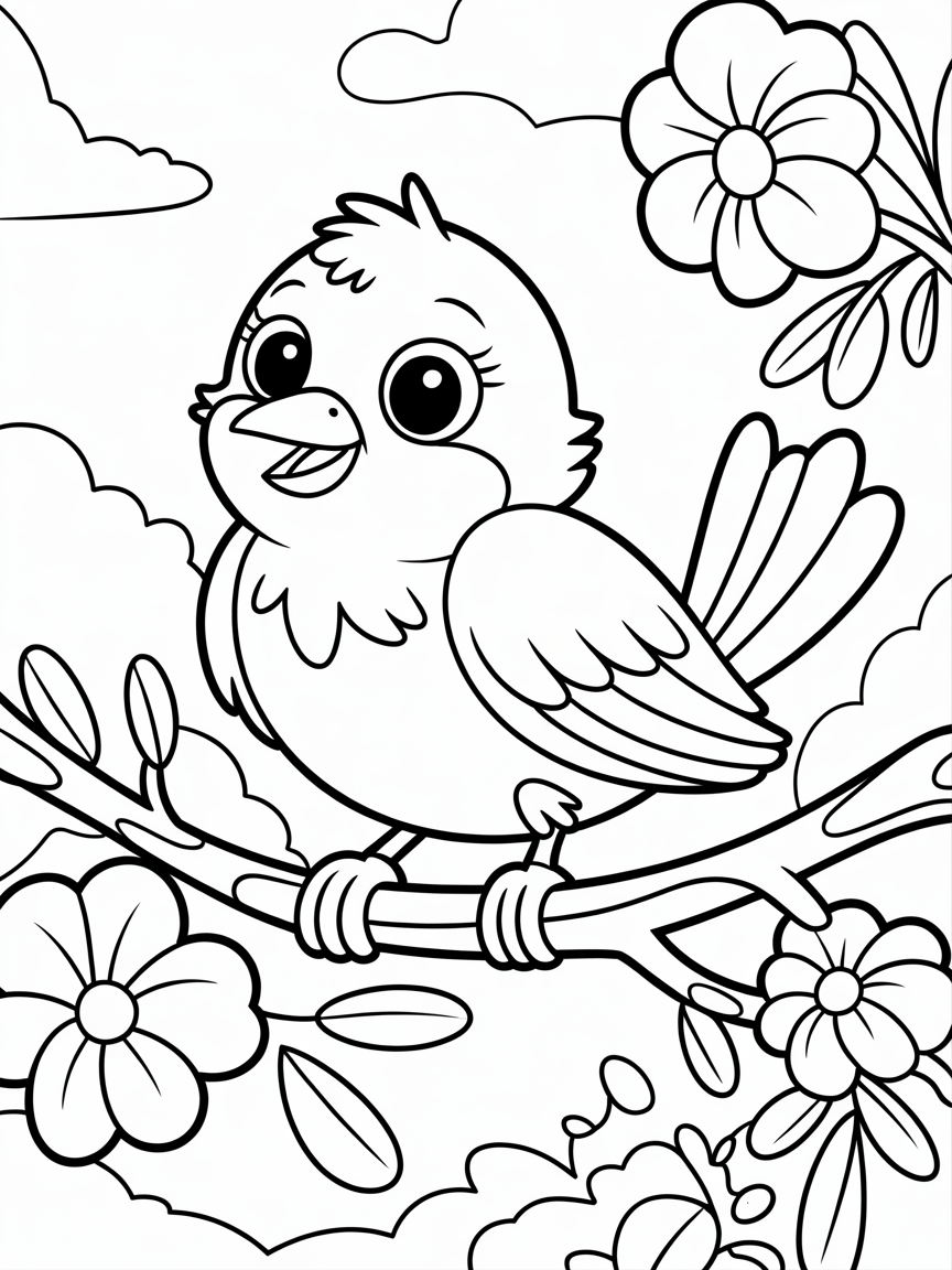 Little bird - Free Coloring Page