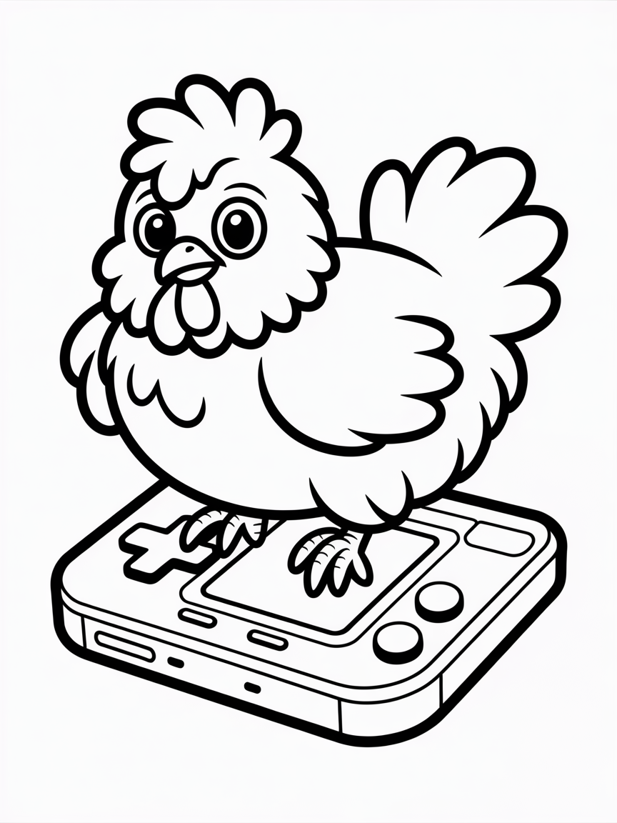 Silkie chicken in nintendo - Free Coloring Page