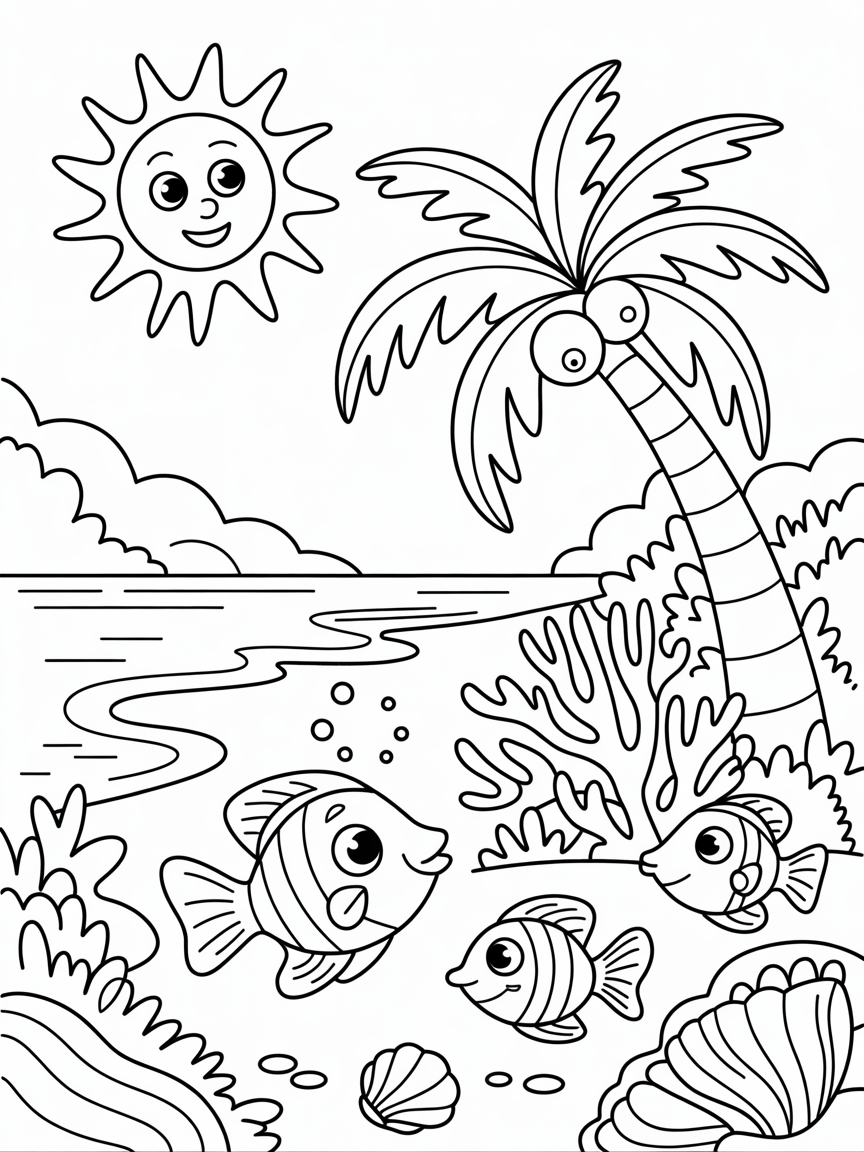 Tropical dream paradise - Free Coloring Page