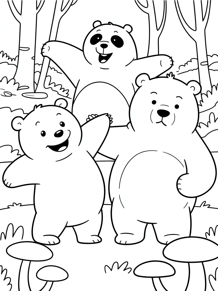 We Bare bears - Free Coloring Page
