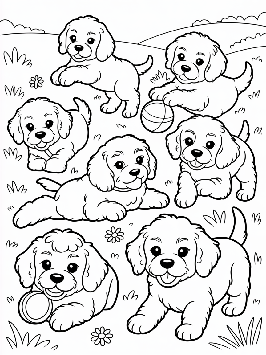 Cockapoos - Free Coloring Page