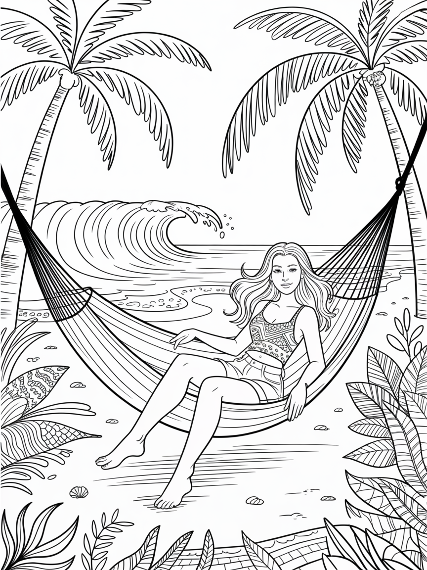 A blonde woman wearing shorts. - Free Coloring Page