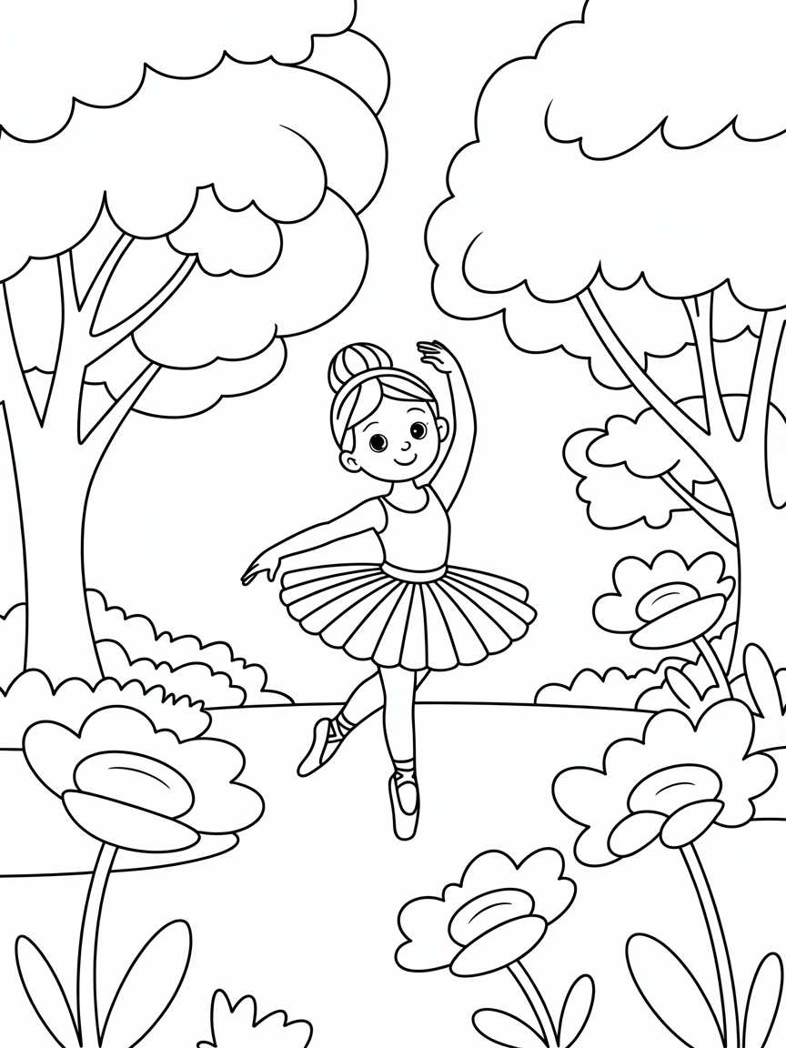 Ballet and nature - Free Coloring Page