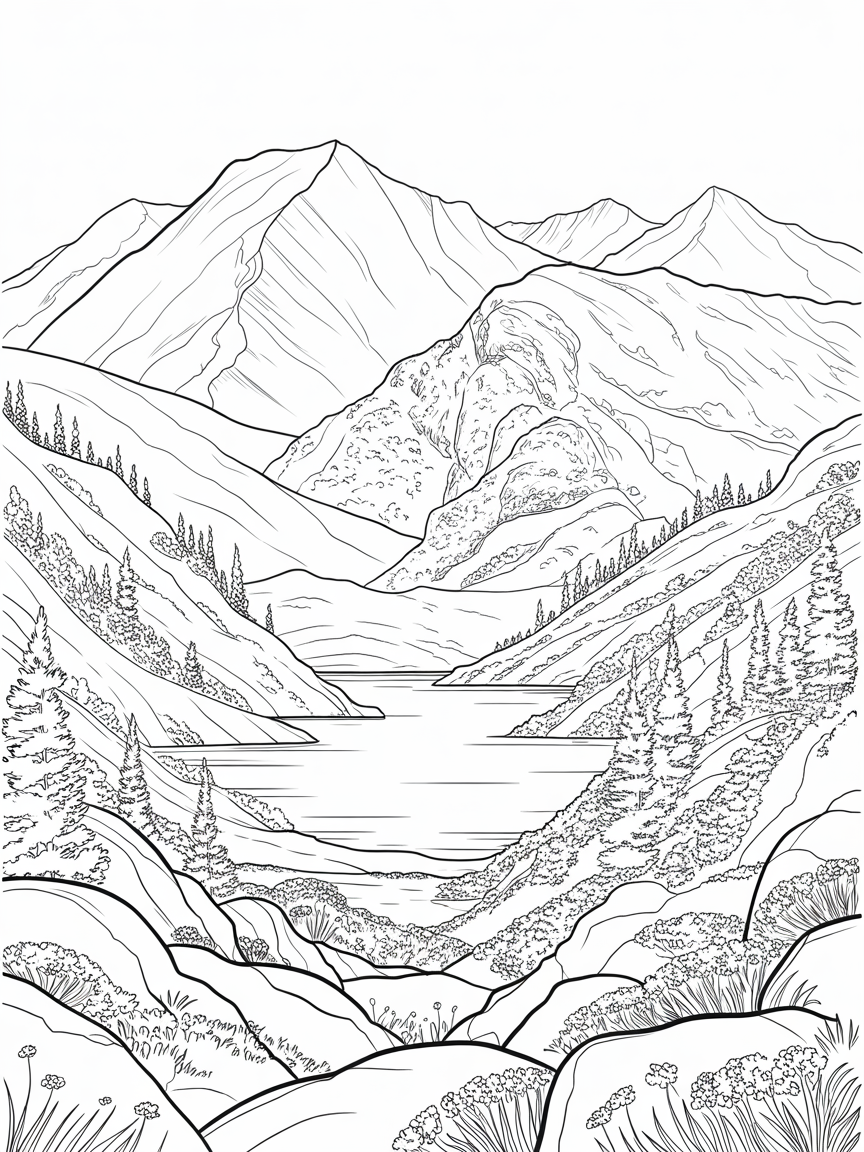 Scottish mountain - Free Coloring Page