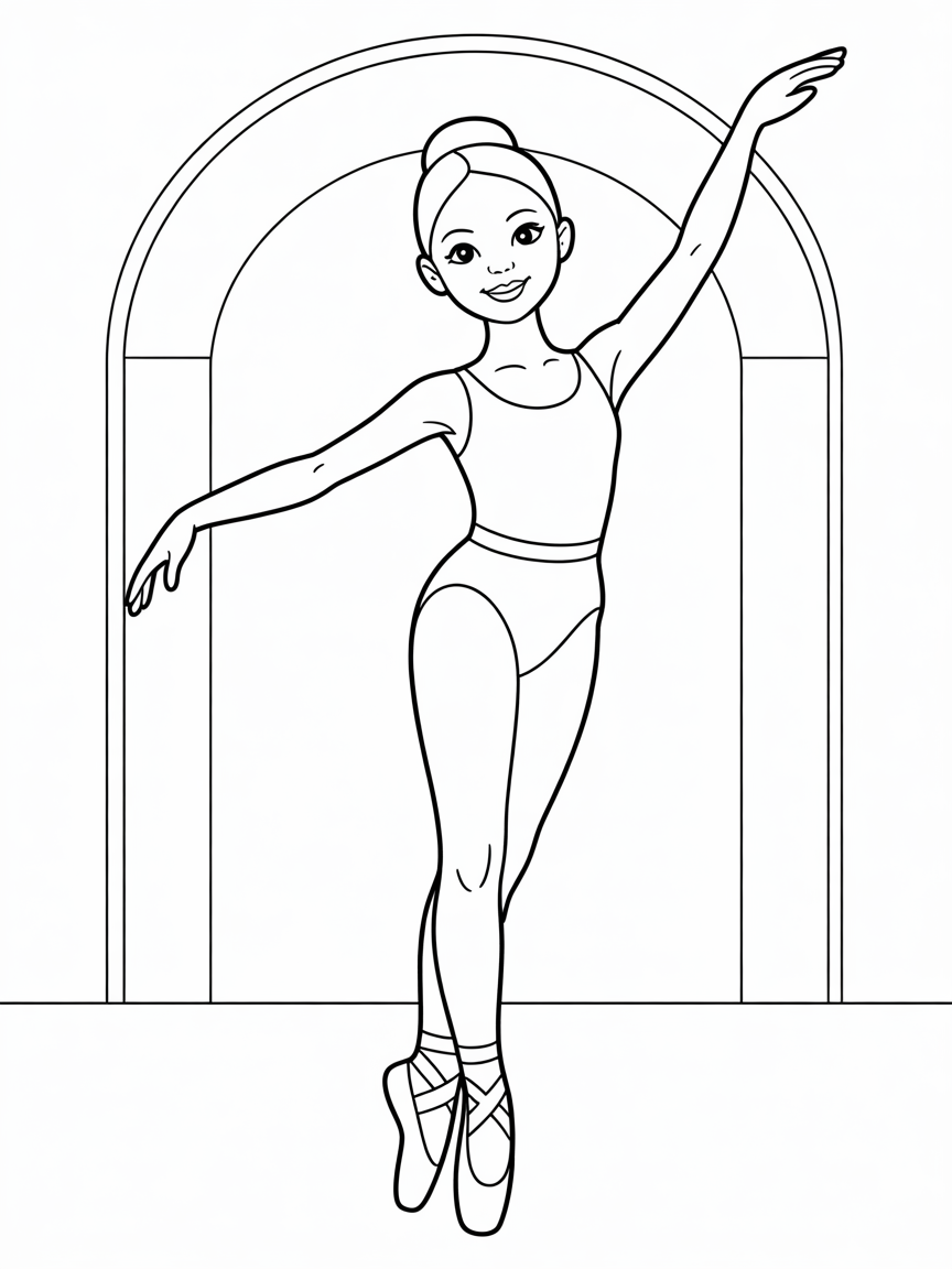 An elegant contemporary ballerina - Free Coloring Page