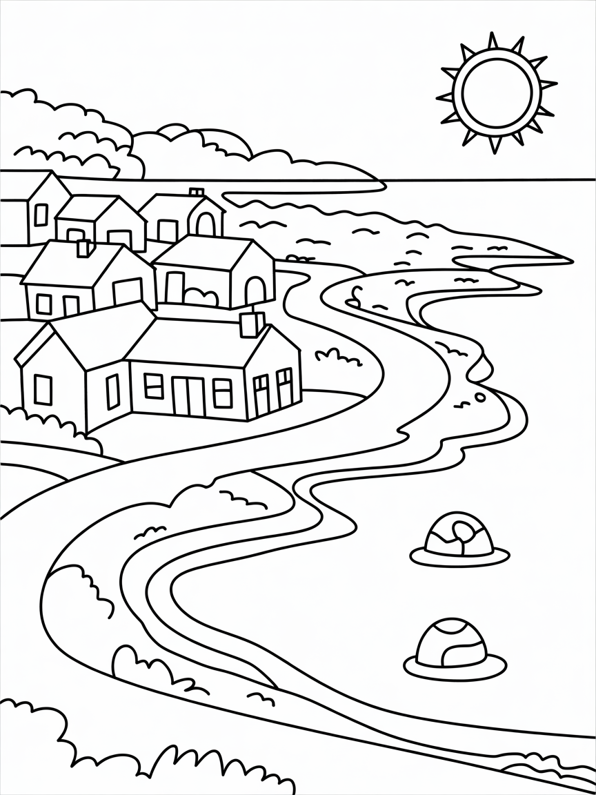 Kearney Village portadown Village and coastal area - Free Coloring Page