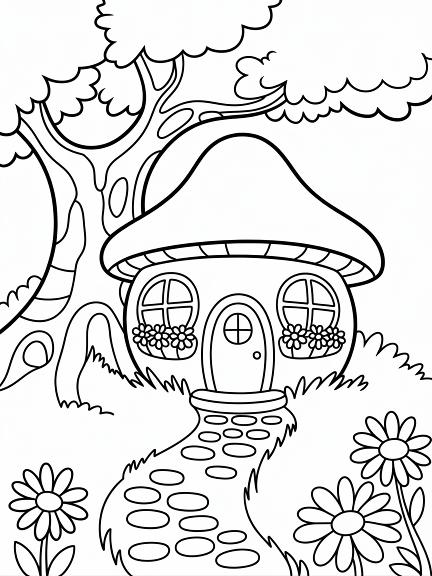 Fairy house - Free Coloring Page
