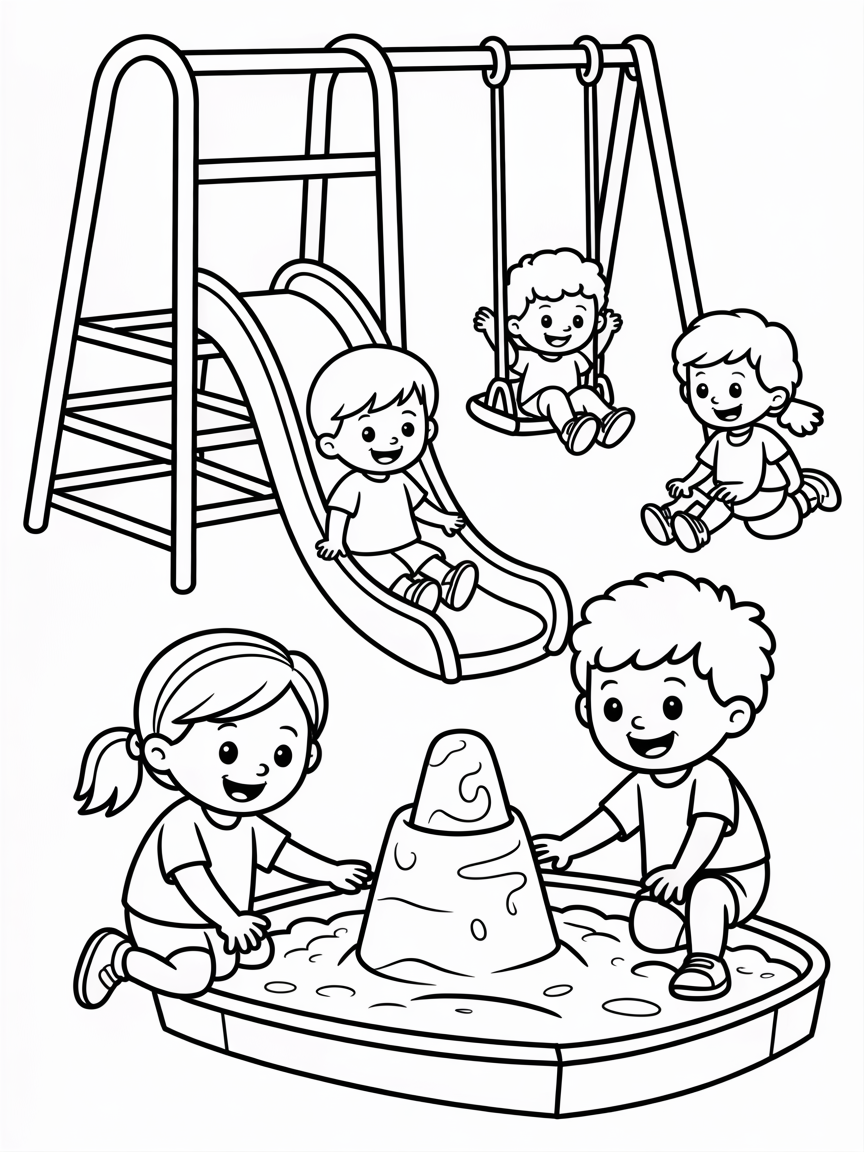 school yard - Free Coloring Page
