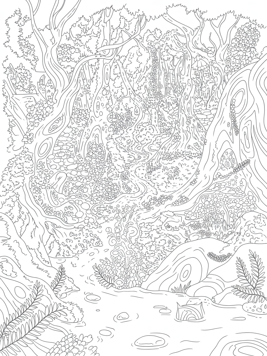 Fairytale forest - Free Coloring Page