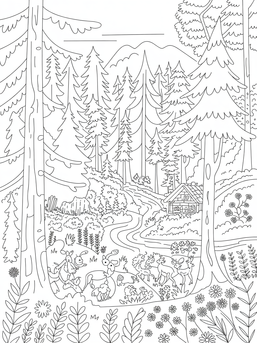 Forest and Nature - Free Coloring Page