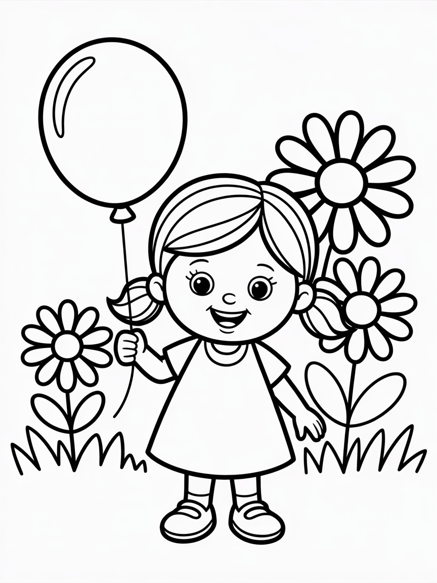 A young girl - Free Coloring Page