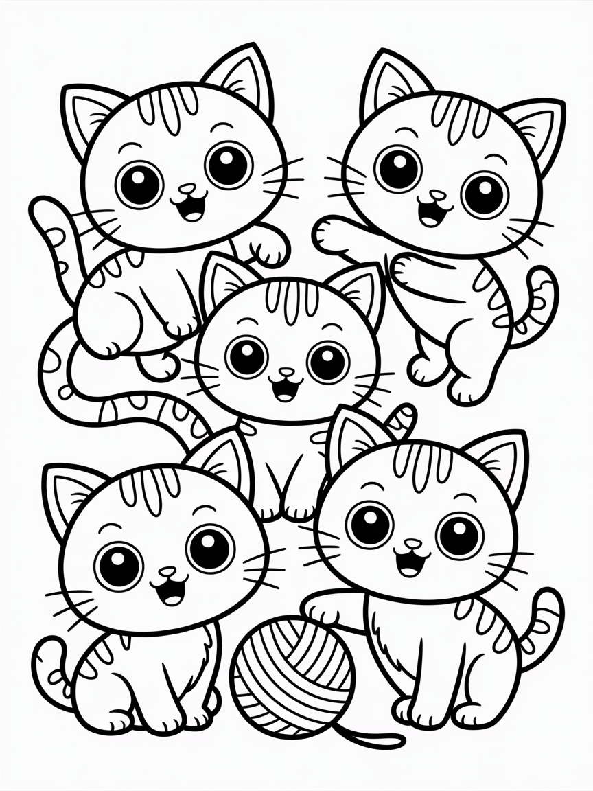 Kawaii Meemeows - Free Coloring Page