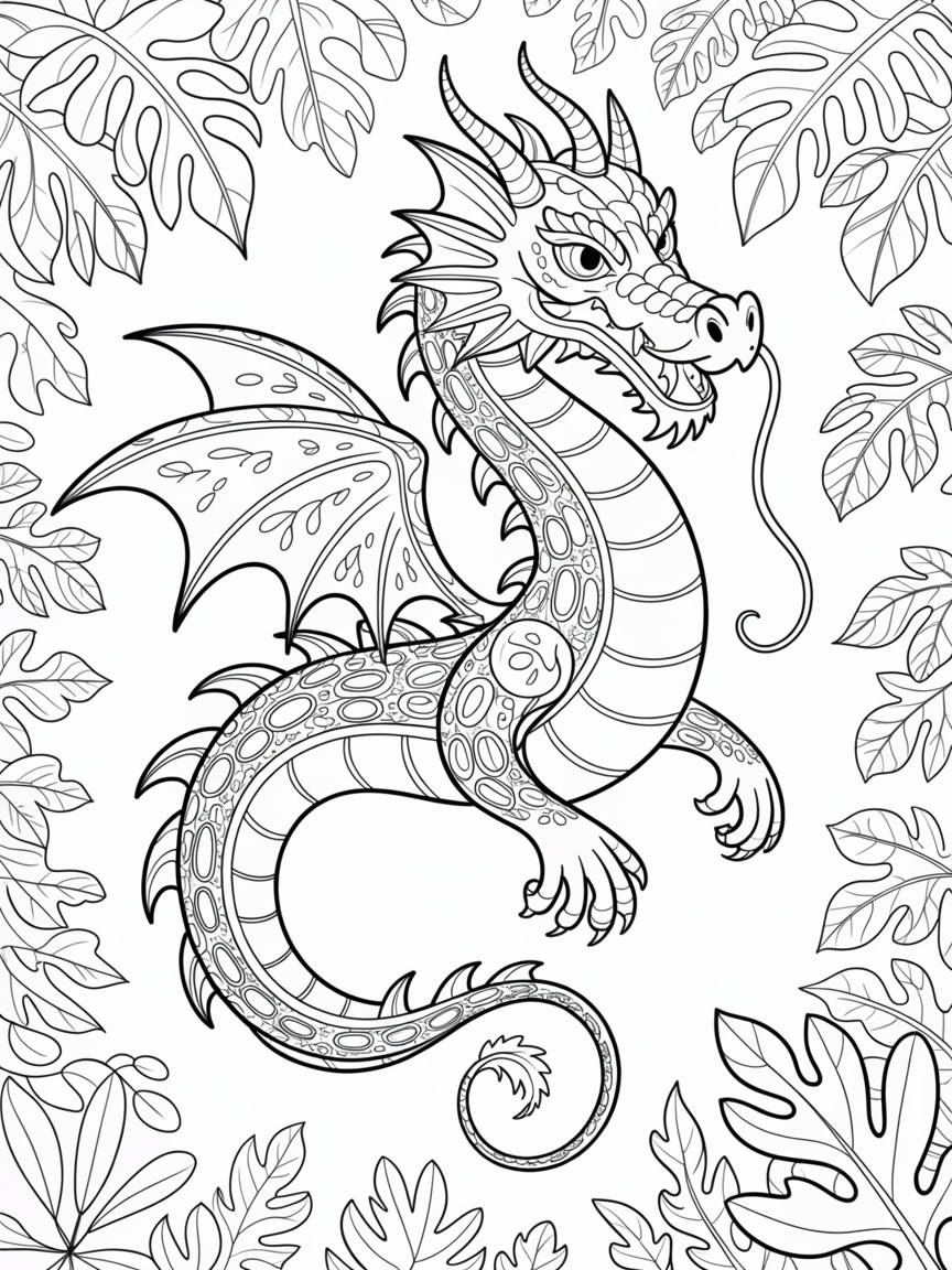 A watermelon that is a dragon - Free Coloring Page