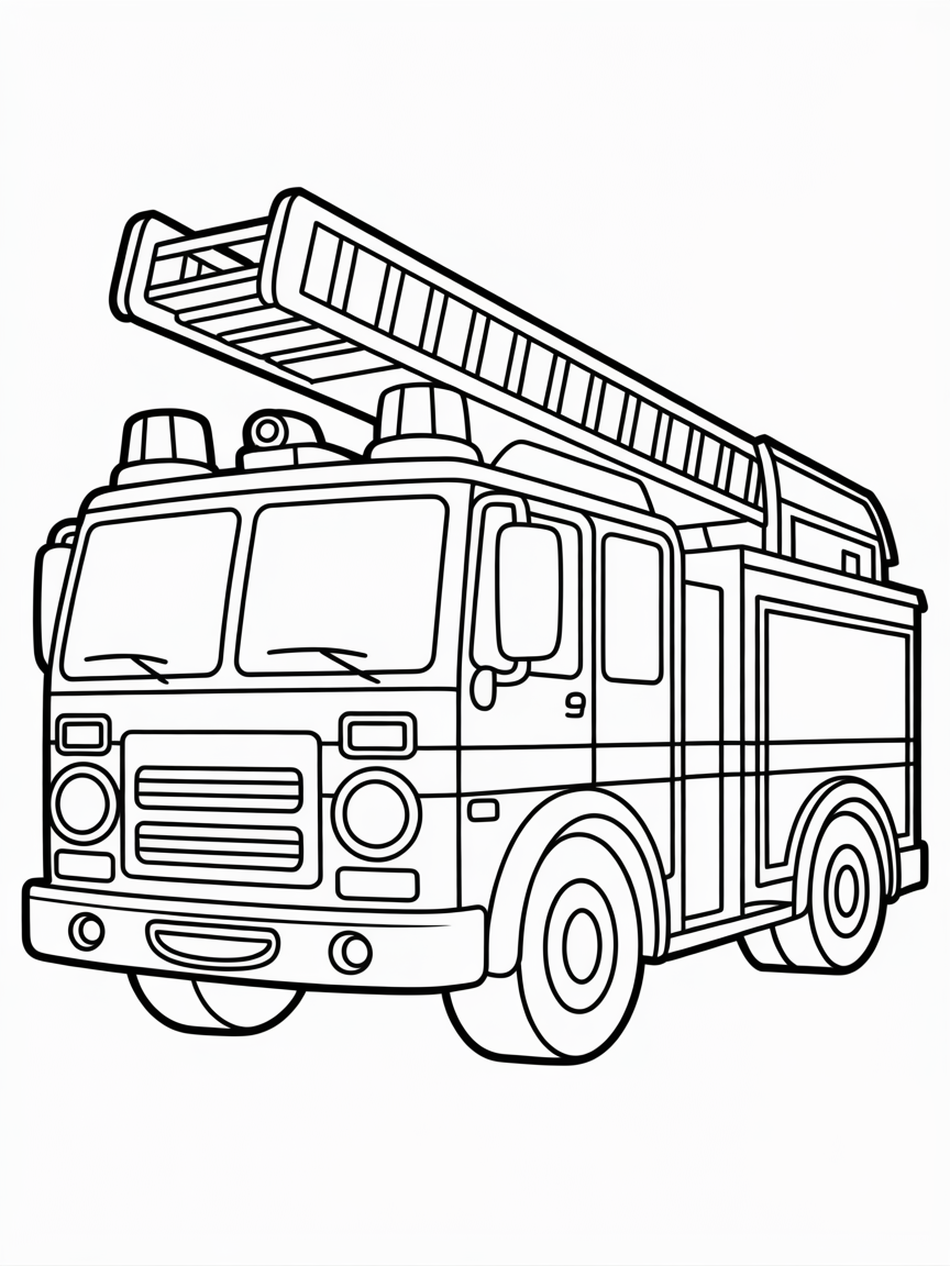 german fire engine - Free Coloring Page