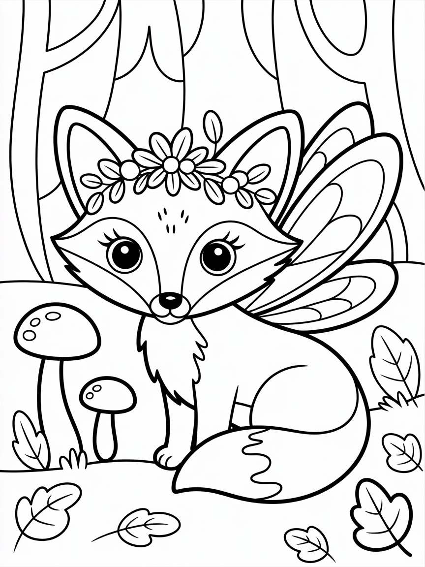 Fox autumn fairy folklore - Free Coloring Page