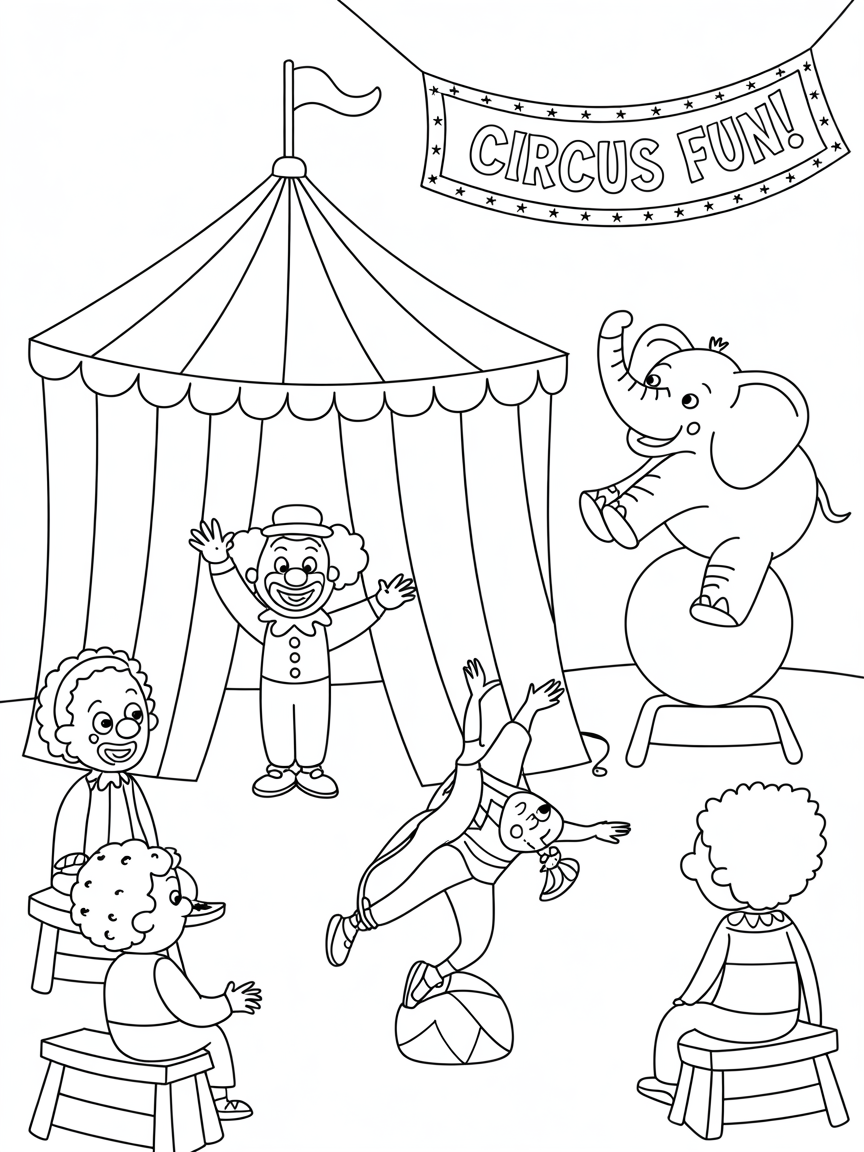 Vintage circus - Free Coloring Page
