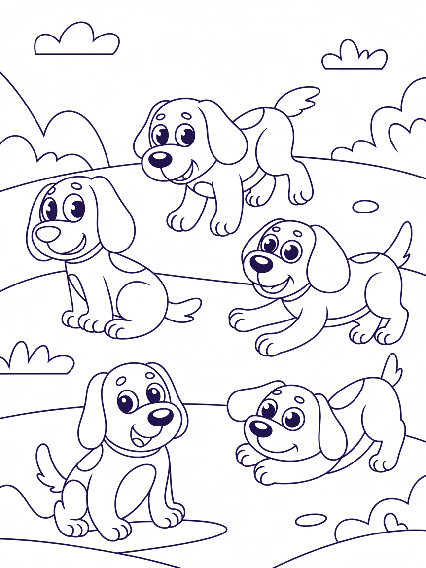 Purple blue dogs - Free Coloring Page
