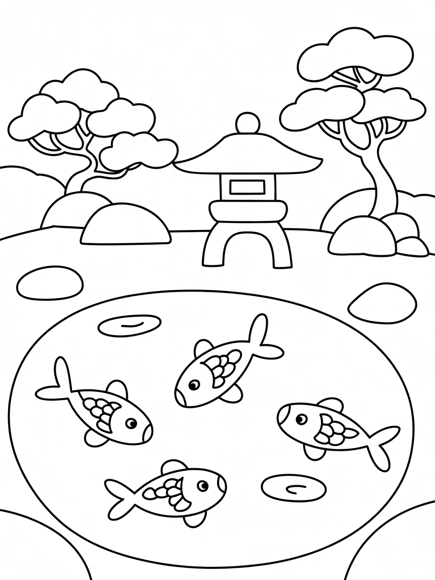 Japanese gardeb - Free Coloring Page